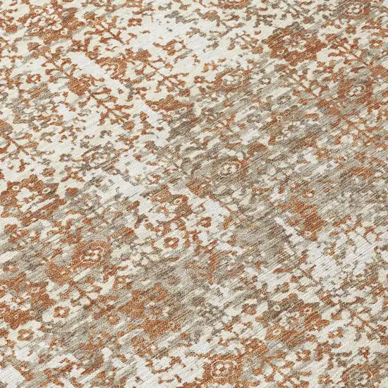 Cream And Ivory Abstract Washable Indoor Outdoor Area Rug Photo 5