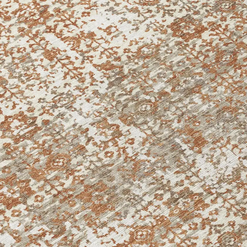 Cream And Ivory Abstract Washable Indoor Outdoor Area Rug Photo 5