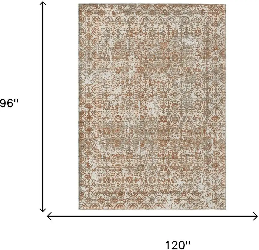 Cream And Ivory Abstract Washable Indoor Outdoor Area Rug Photo 6