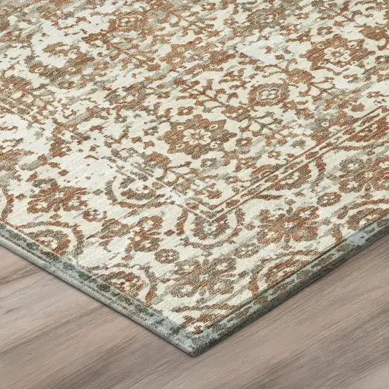 Cream And Ivory Abstract Washable Indoor Outdoor Area Rug Photo 4