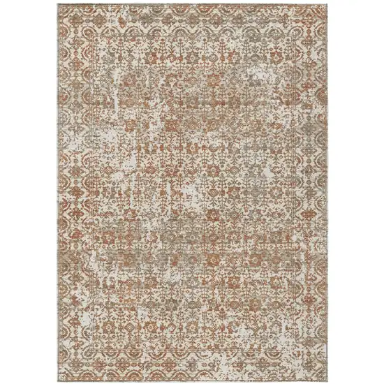 Cream And Ivory Abstract Washable Indoor Outdoor Area Rug Photo 2