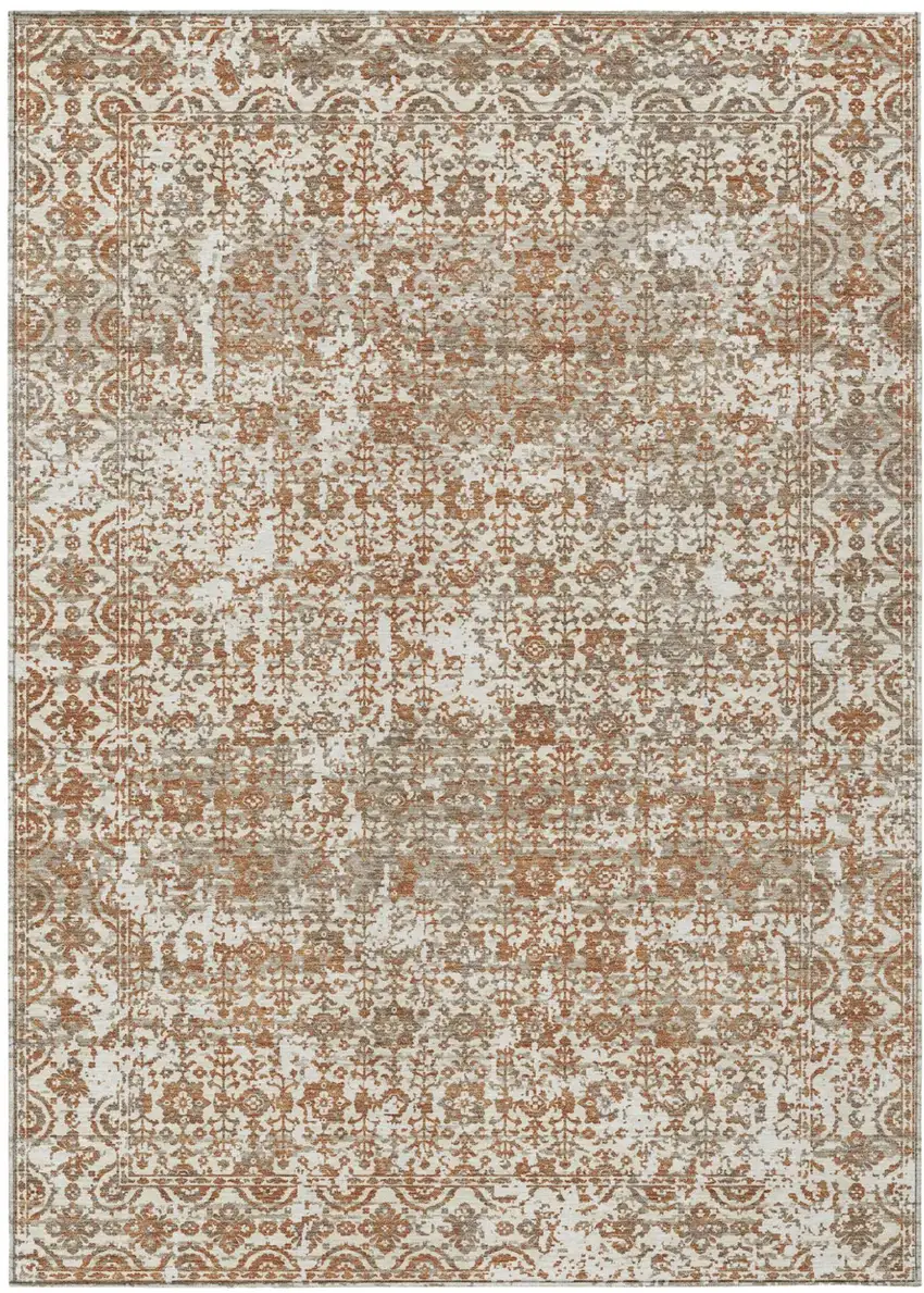 Cream And Ivory Abstract Washable Indoor Outdoor Area Rug Photo 2
