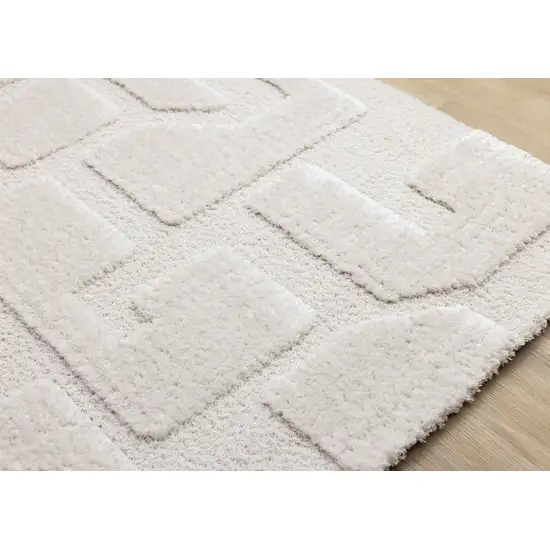 Cream And Ivory Geometric Area Rug Photo 6