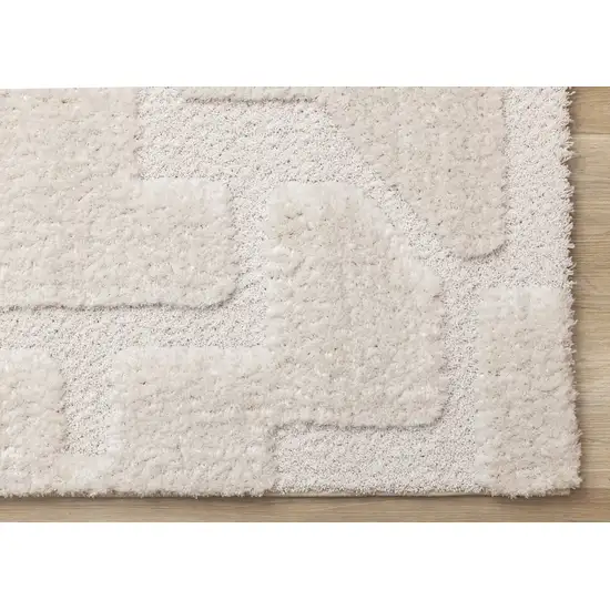 Cream And Ivory Geometric Area Rug Photo 7