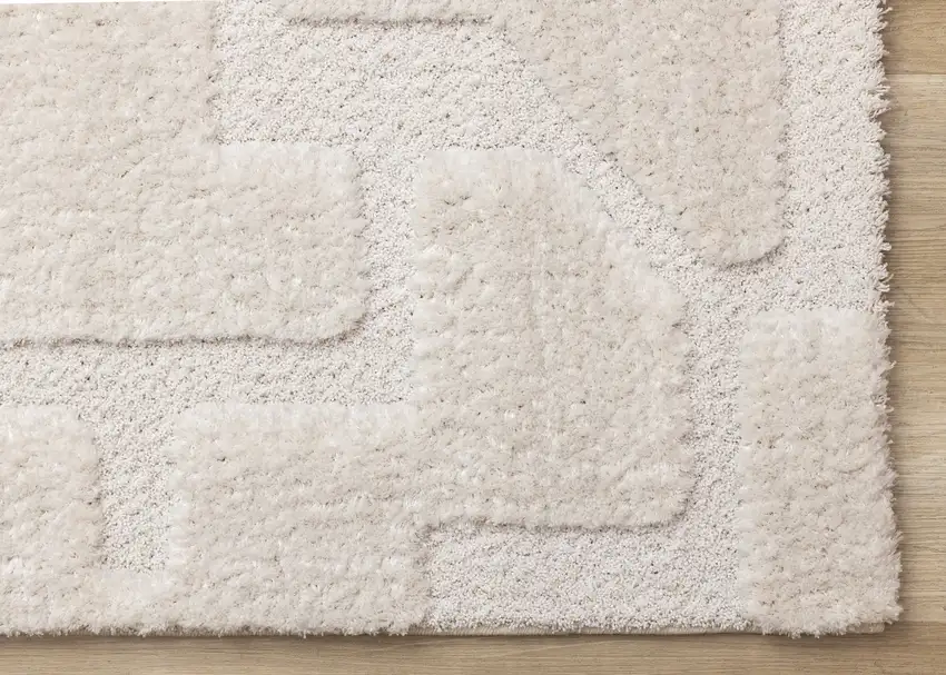 Cream And Ivory Geometric Area Rug Photo 7