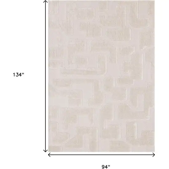Cream And Ivory Geometric Area Rug Photo 3