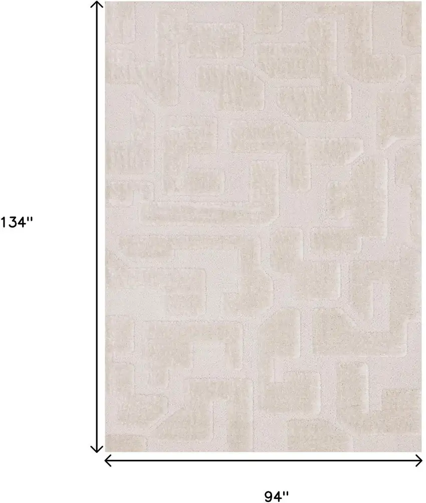 Cream And Ivory Geometric Area Rug Photo 3