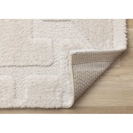 Cream And Ivory Geometric Area Rug Photo 7
