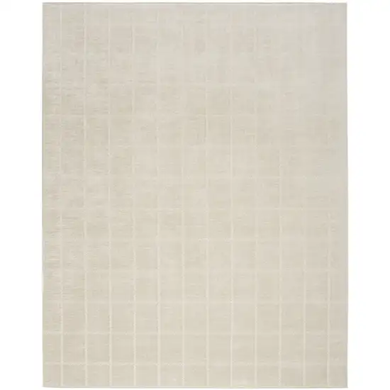 Cream And Ivory Geometric Area Rug Photo 9