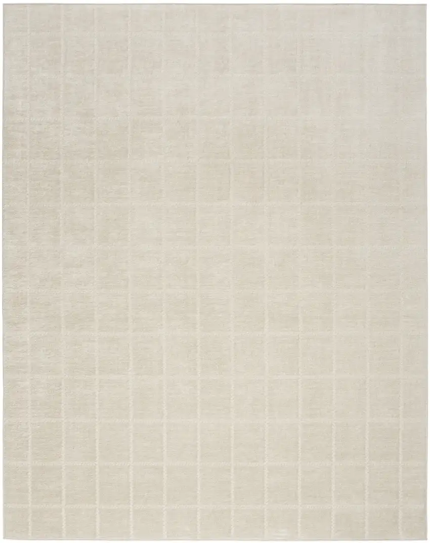 Cream And Ivory Geometric Area Rug Photo 9