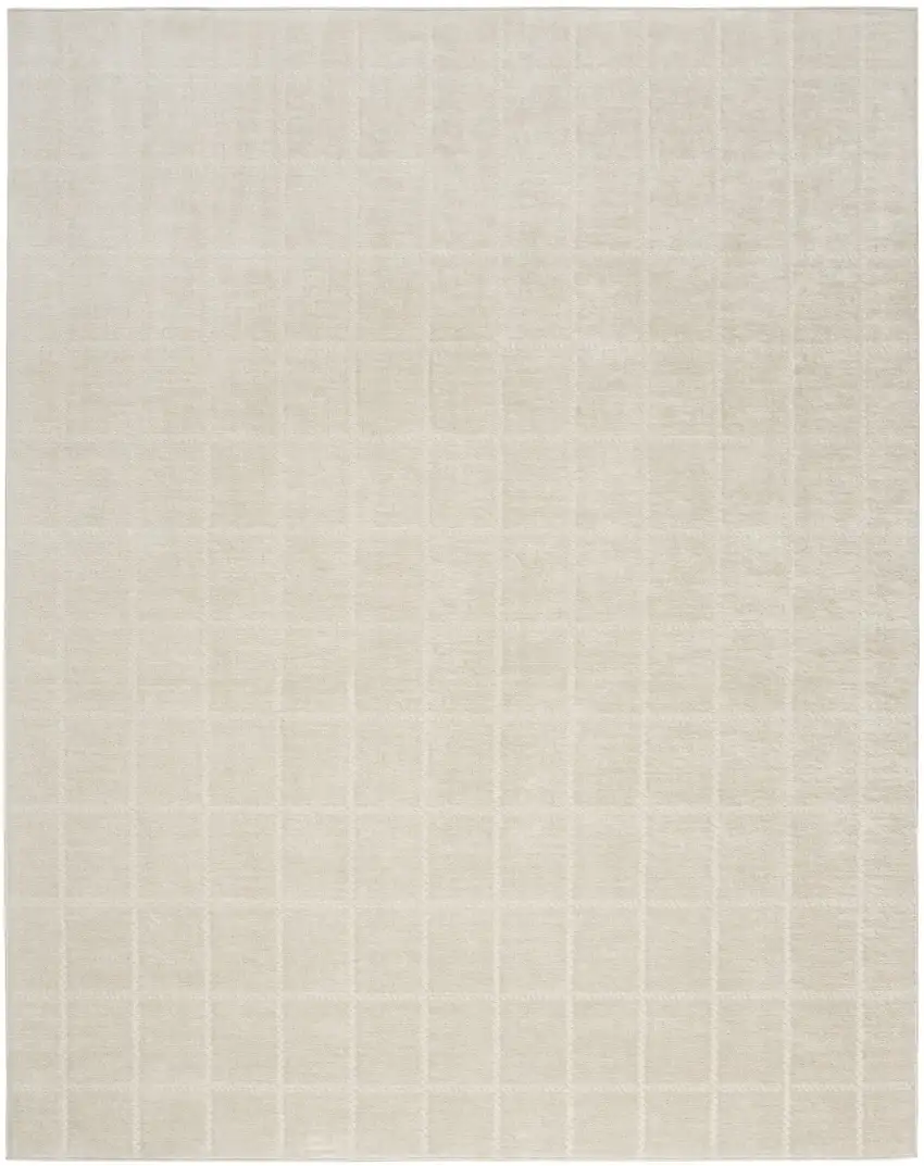 Cream And Ivory Geometric Area Rug Photo 9