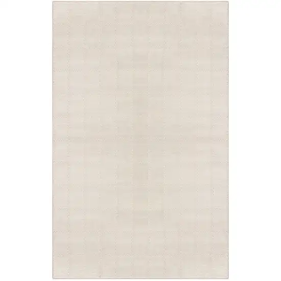 Cream And Ivory Geometric Area Rug Photo 9