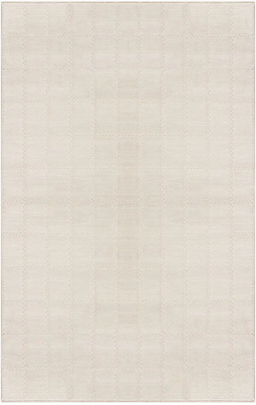Cream And Ivory Geometric Area Rug Photo 8