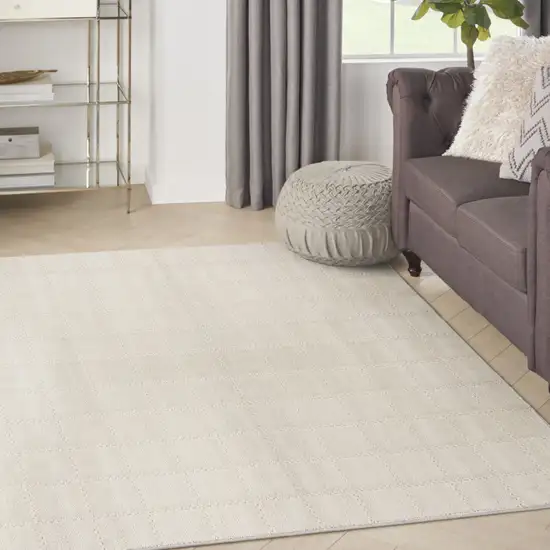 Cream And Ivory Geometric Area Rug Photo 5