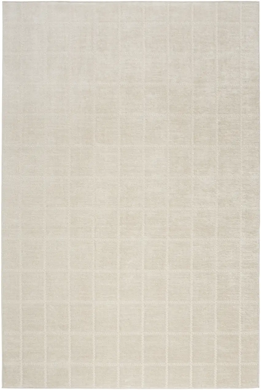 Cream And Ivory Geometric Area Rug Photo 2