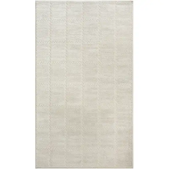 Cream And Ivory Geometric Area Rug Photo 8