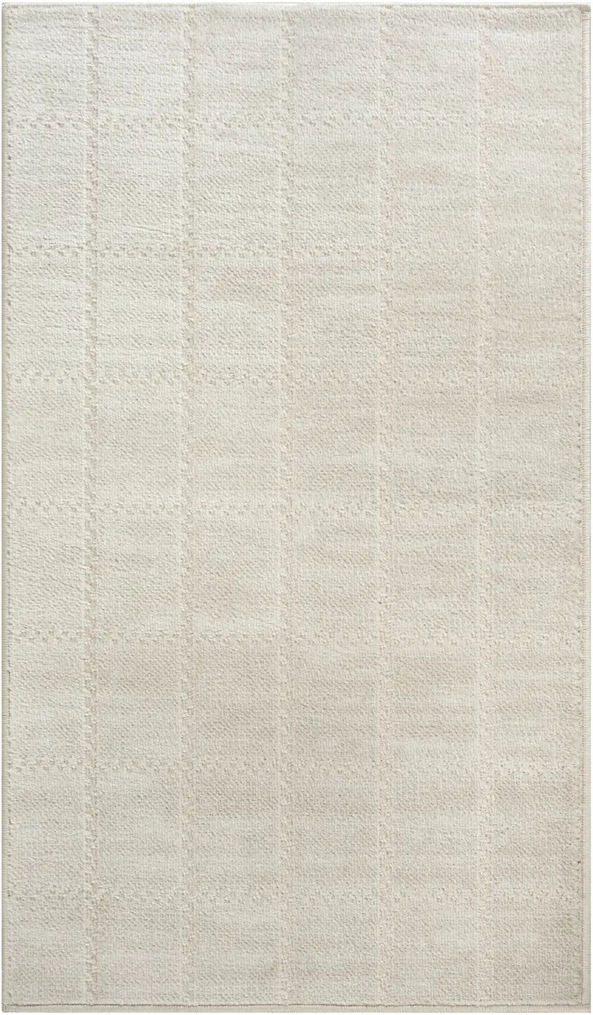Cream And Ivory Geometric Area Rug Photo 8