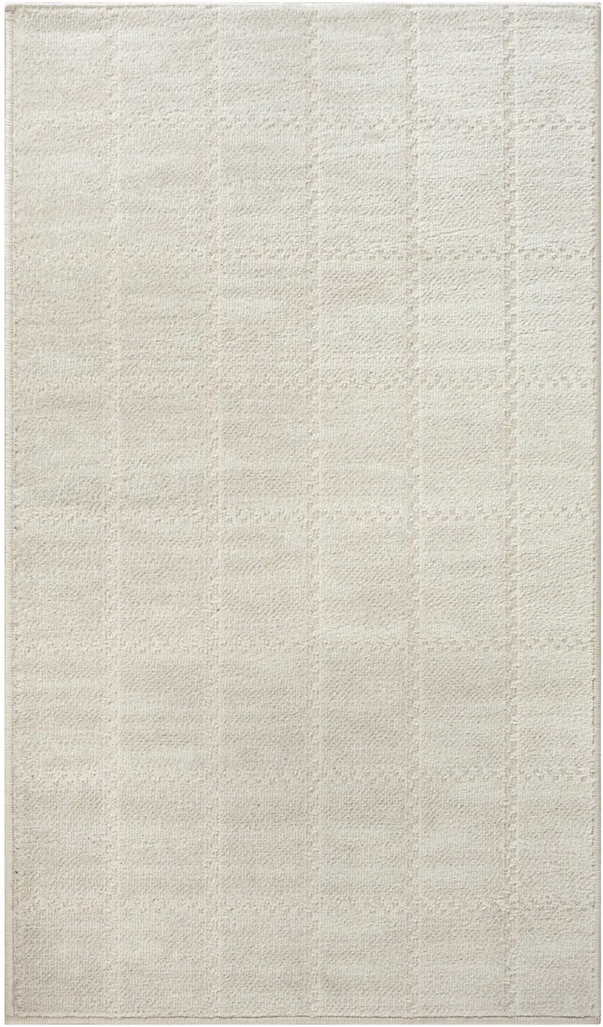 Cream And Ivory Geometric Area Rug Photo 2