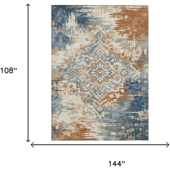 Cream And Ivory Medallion Washable Indoor Outdoor Area Rug Photo 5