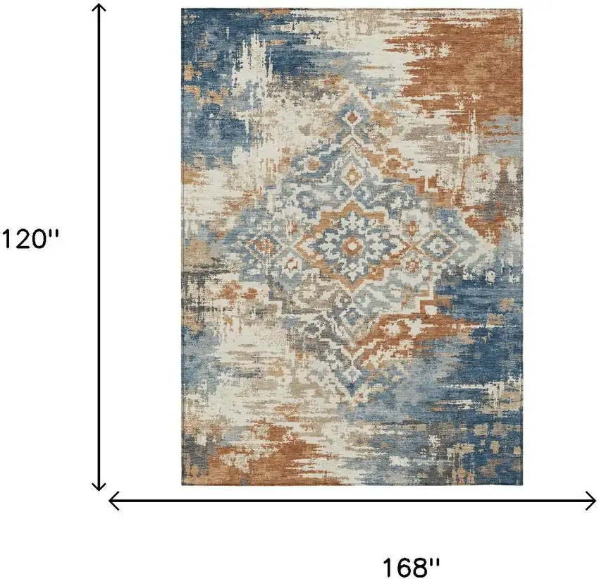 Cream And Ivory Medallion Washable Indoor Outdoor Area Rug Photo 5
