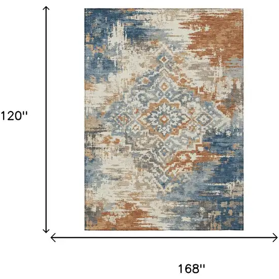 Cream And Ivory Medallion Washable Indoor Outdoor Area Rug Photo 5