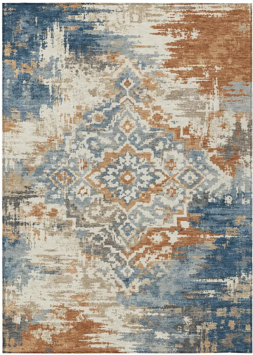 Cream And Ivory Medallion Washable Indoor Outdoor Area Rug Photo 2
