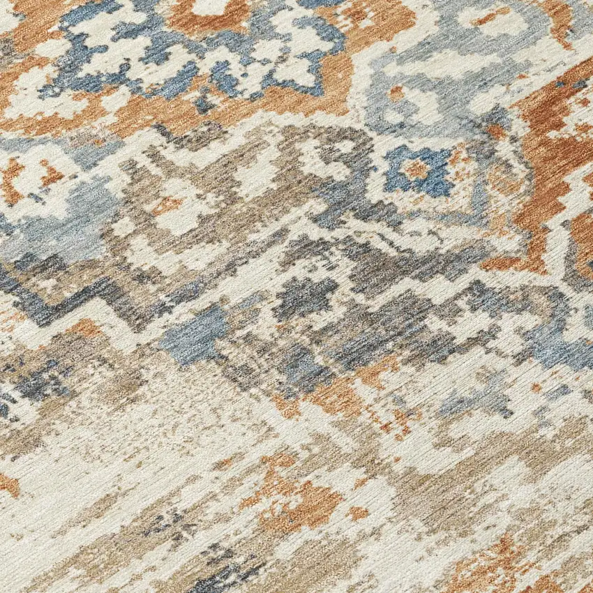 Cream And Ivory Medallion Washable Indoor Outdoor Area Rug Photo 4