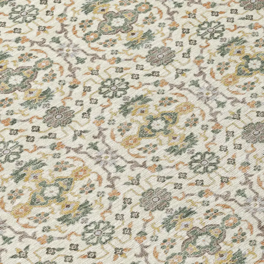 Cream And Ivory Oriental Washable Indoor Outdoor Area Rug Photo 5