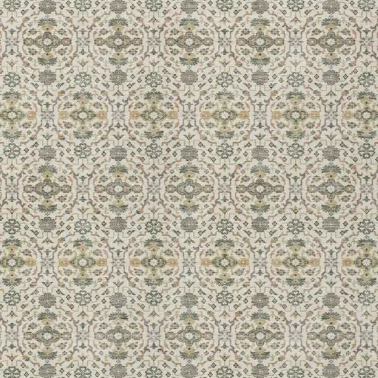 Cream And Ivory Oriental Washable Indoor Outdoor Area Rug Photo 3