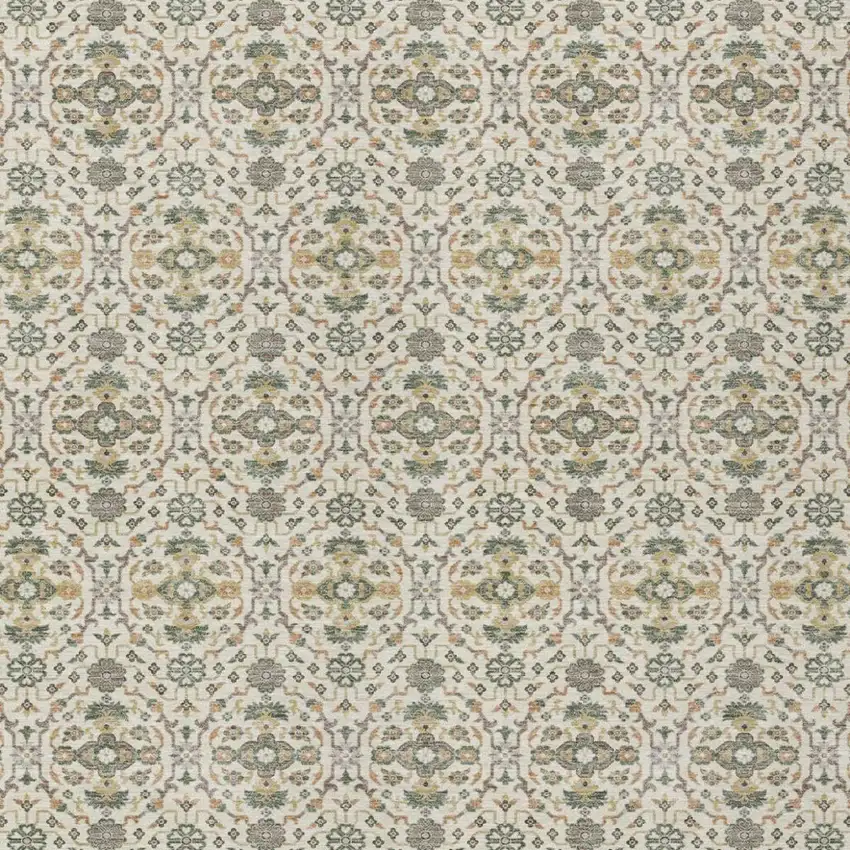 Cream And Ivory Oriental Washable Indoor Outdoor Area Rug Photo 3