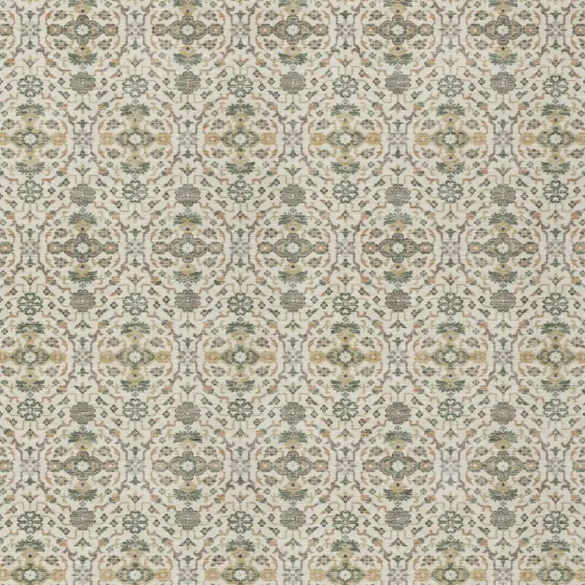 Cream And Ivory Oriental Washable Indoor Outdoor Area Rug Photo 2