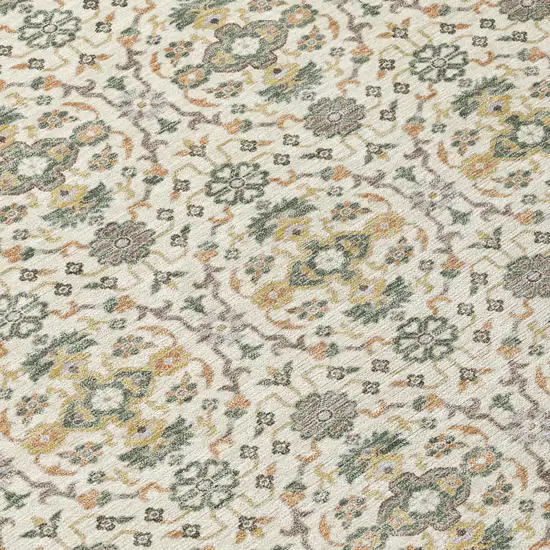 Cream And Ivory Oriental Washable Indoor Outdoor Area Rug Photo 5