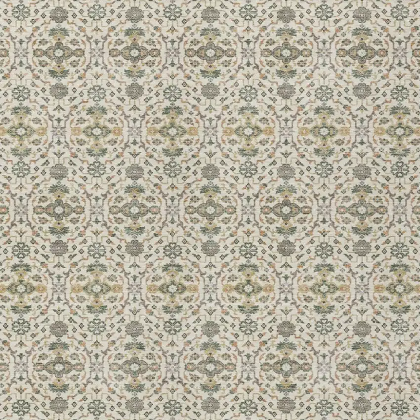 Cream And Ivory Oriental Washable Indoor Outdoor Area Rug Photo 1