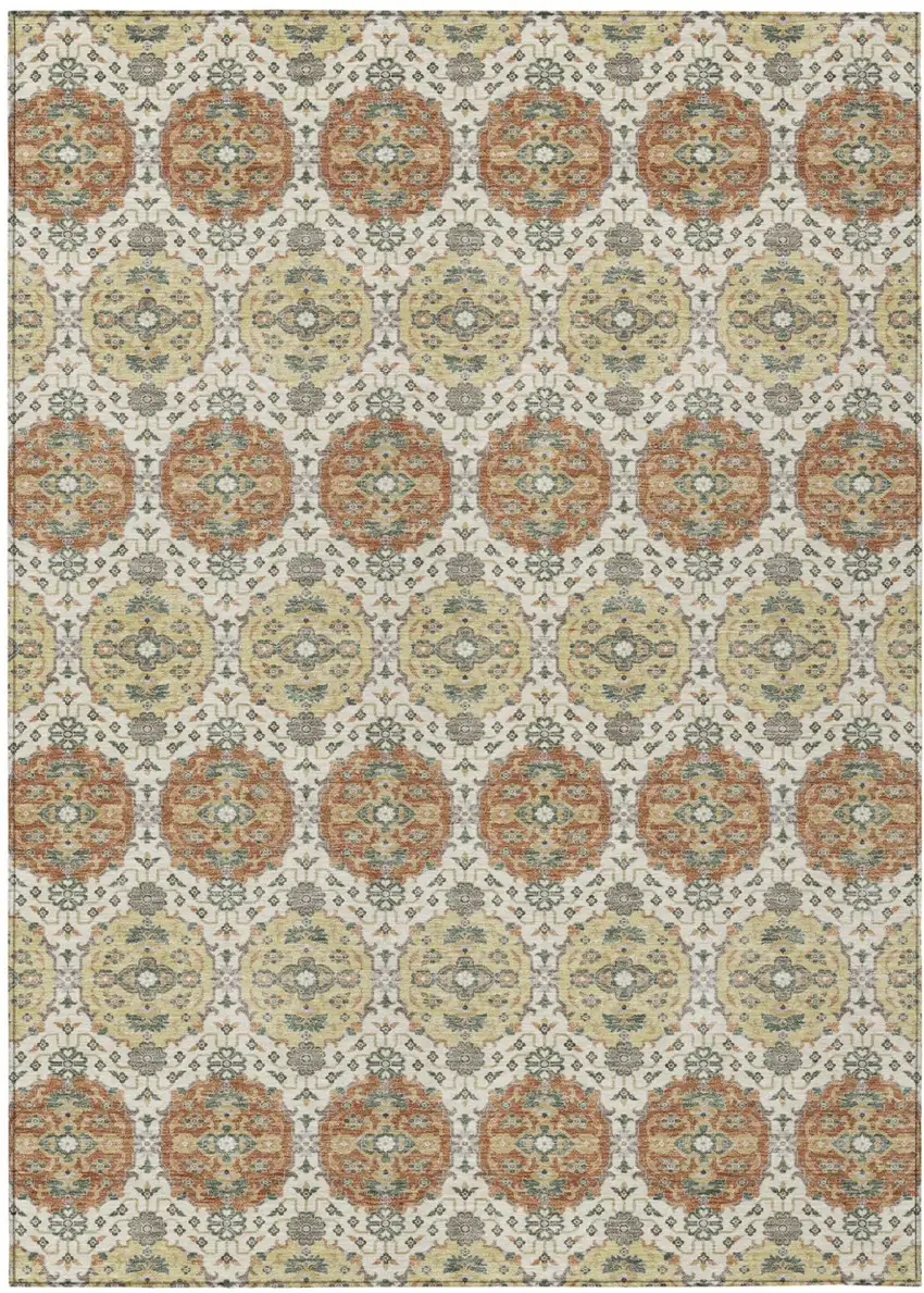 Cream And Ivory Striped Washable Indoor Outdoor Area Rug Photo 2