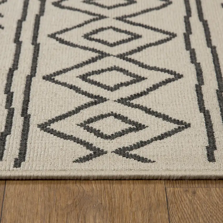 Cream And Ivory Tribal Square Rug Photo 7