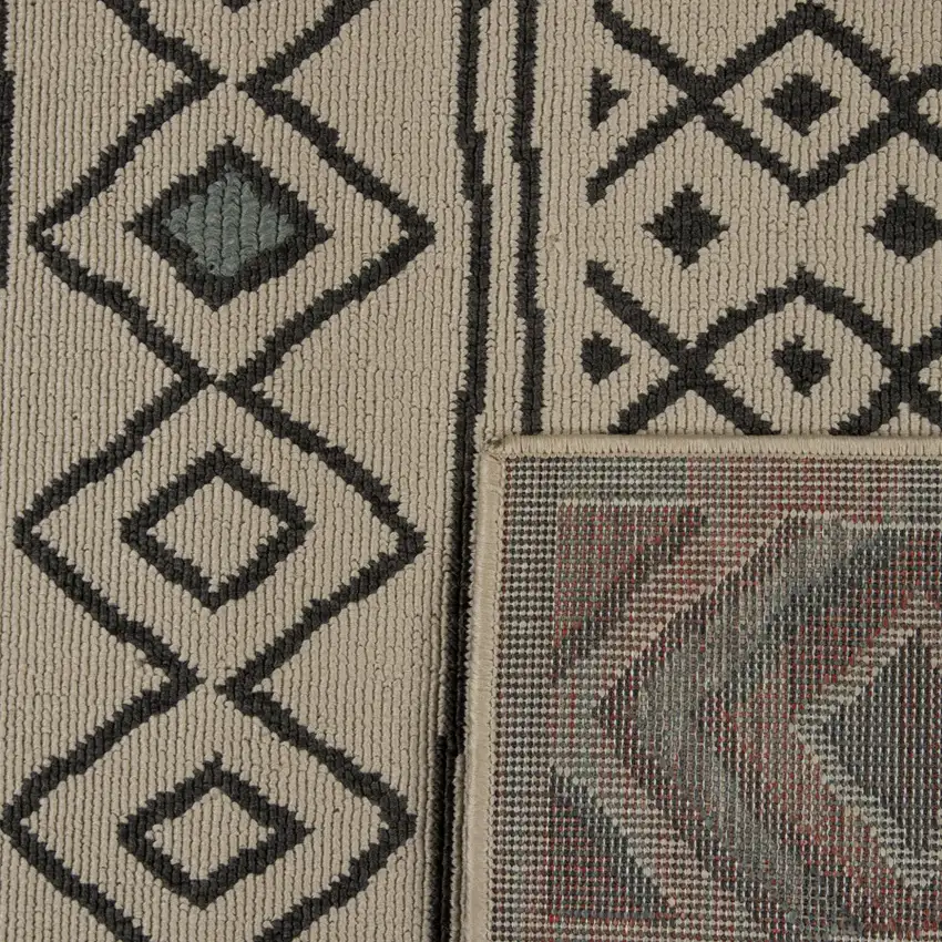 Cream And Ivory Tribal Square Rug Photo 9