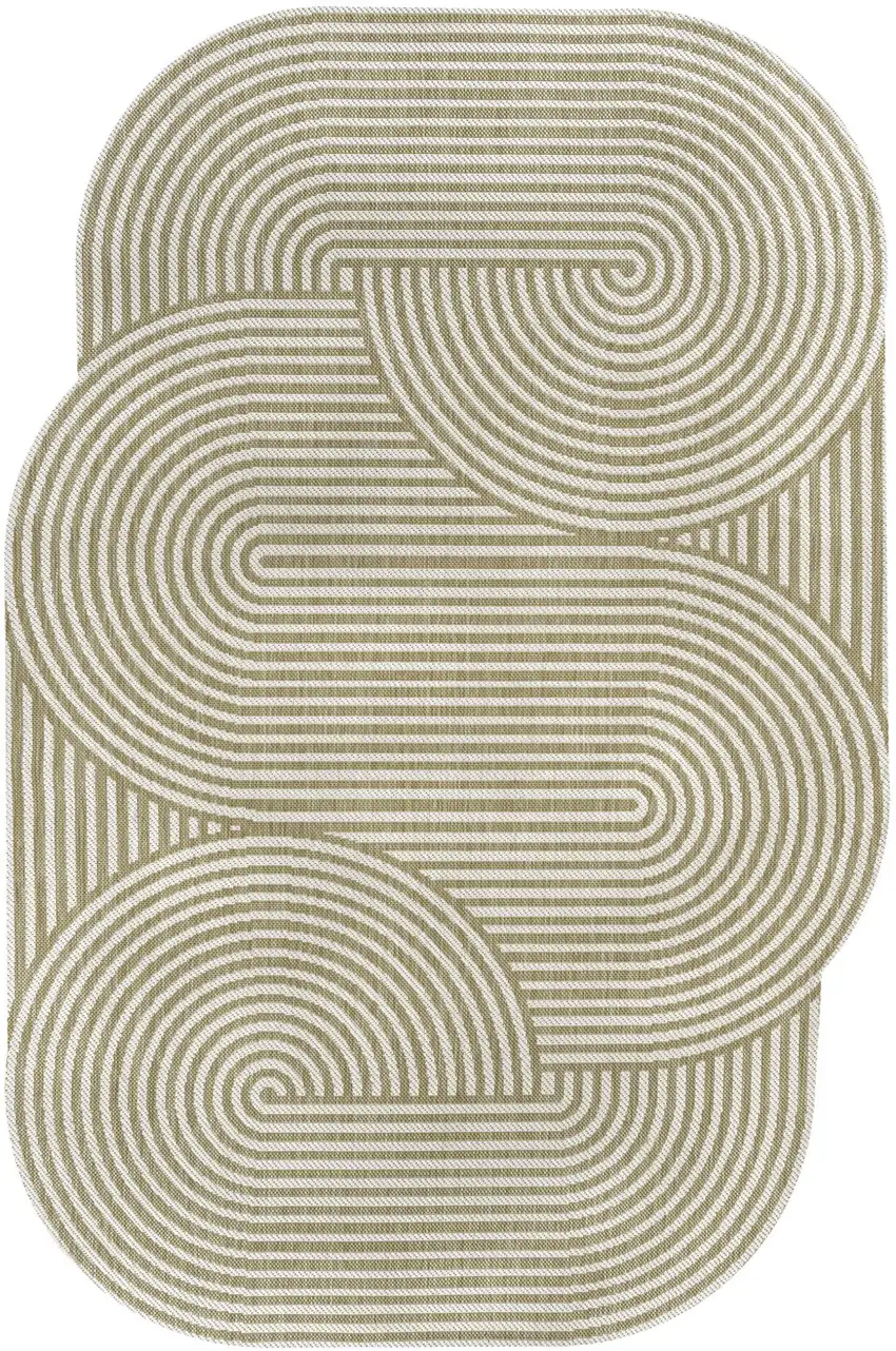 Cream And Natural Abstract Indoor Outdoor Area Rug Photo 3