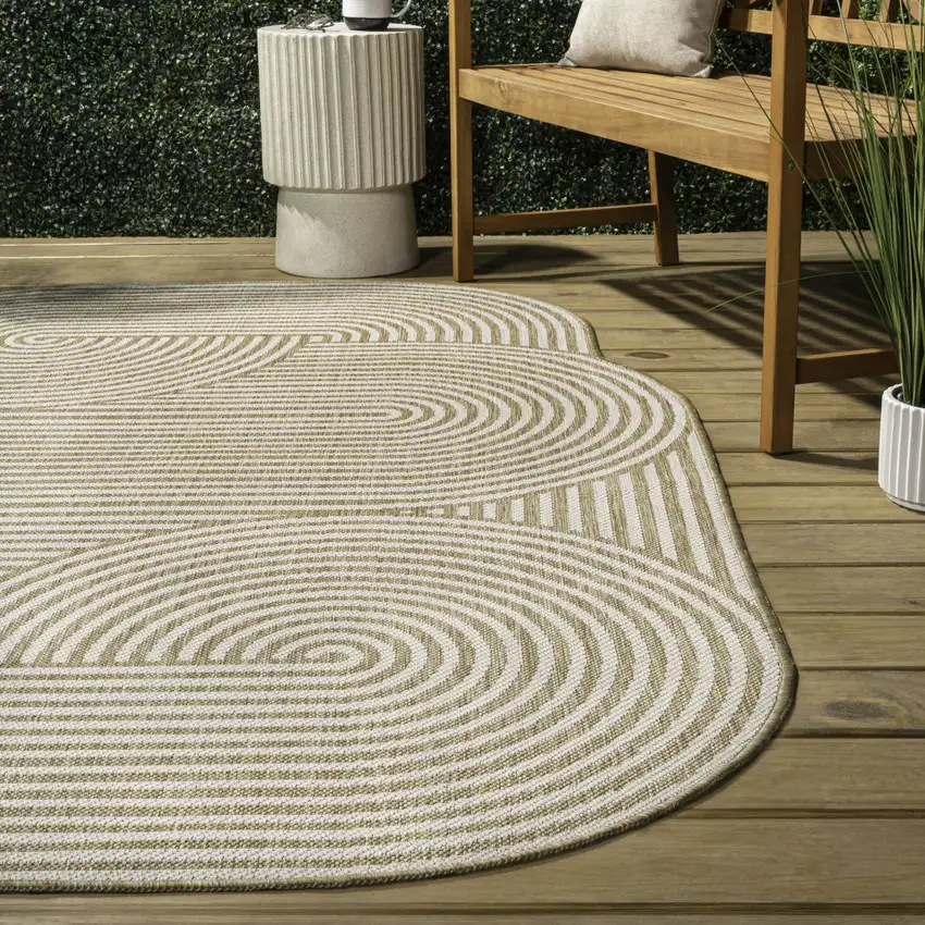 Cream And Natural Abstract Indoor Outdoor Area Rug Photo 7