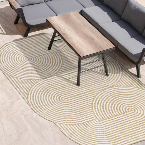 Cream And Natural Abstract Indoor Outdoor Area Rug Photo 9