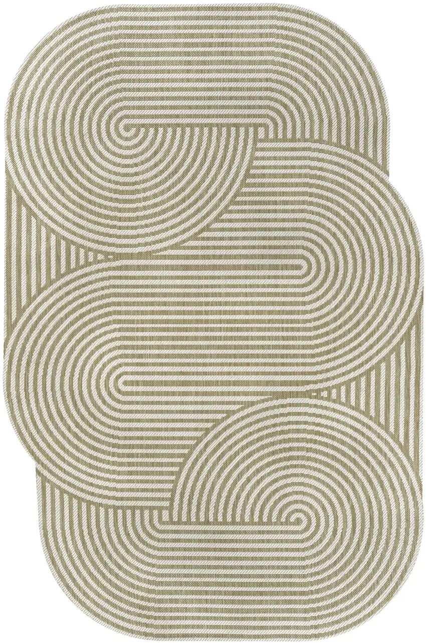 Cream And Natural Abstract Indoor Outdoor Area Rug Photo 1