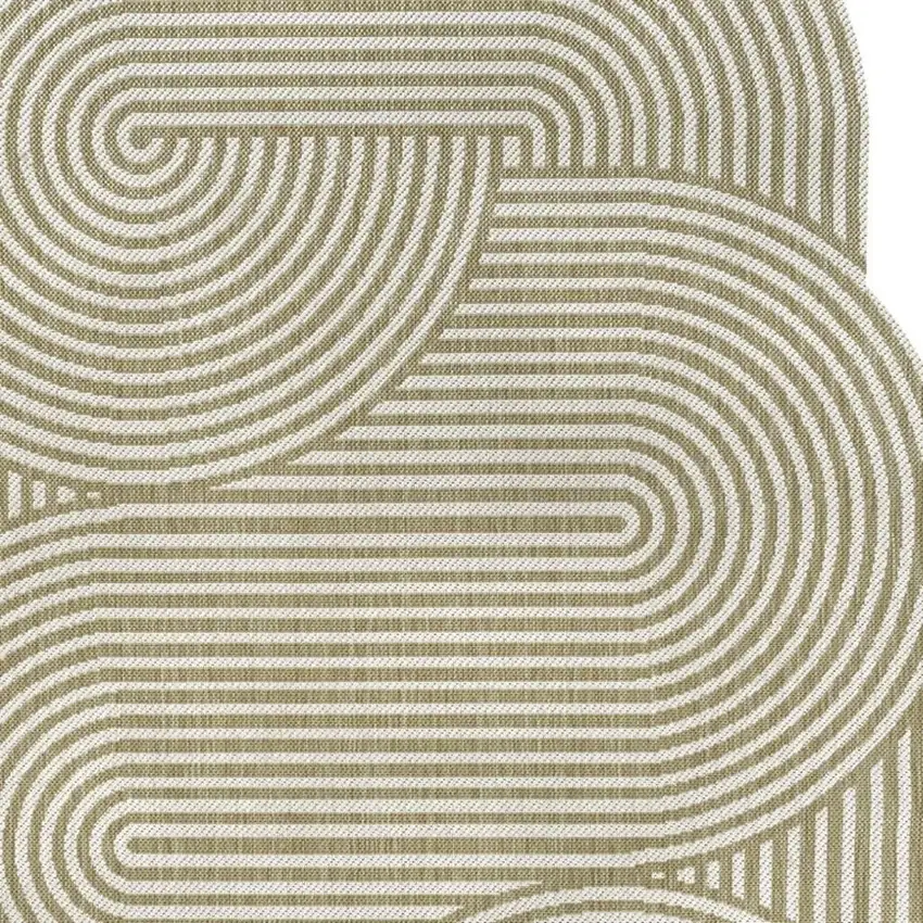 Cream And Natural Abstract Indoor Outdoor Area Rug Photo 2