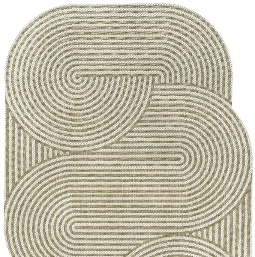 Cream And Natural Abstract Indoor Outdoor Area Rug Photo 3