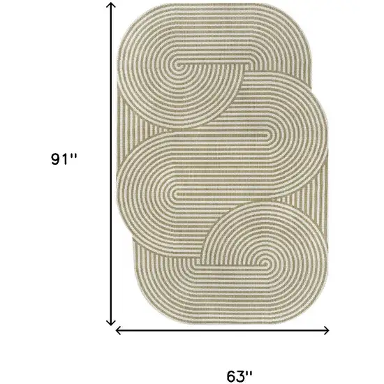 Cream And Natural Abstract Indoor Outdoor Area Rug Photo 4