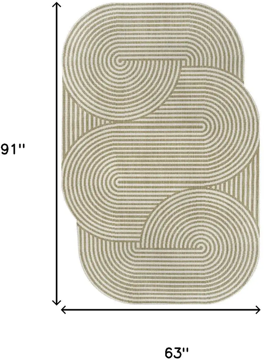 Cream And Natural Abstract Indoor Outdoor Area Rug Photo 4