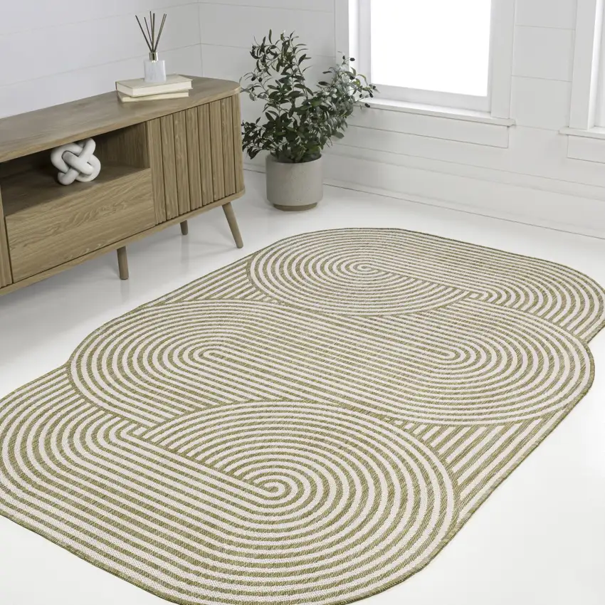 Cream And Natural Abstract Indoor Outdoor Area Rug Photo 6