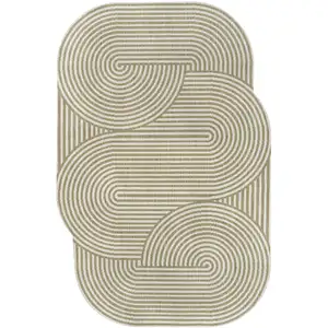 Photo of Cream And Natural Abstract Indoor Outdoor Area Rug
