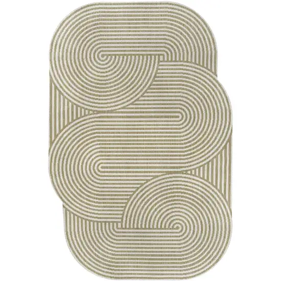 Cream And Natural Abstract Indoor Outdoor Area Rug Photo 1