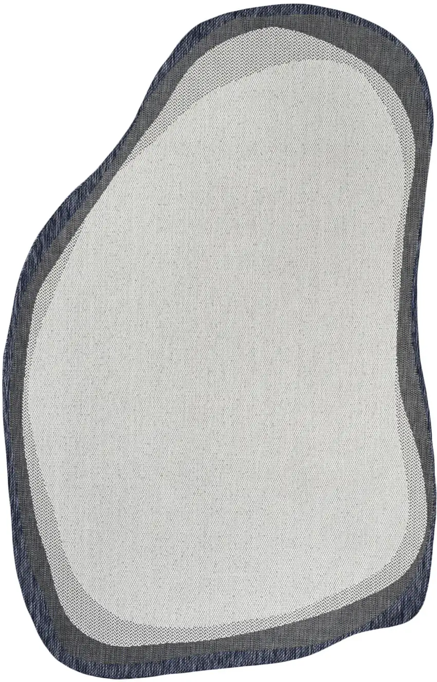 Cream And Navy Blue Abstract Indoor Outdoor Area Rug Photo 1