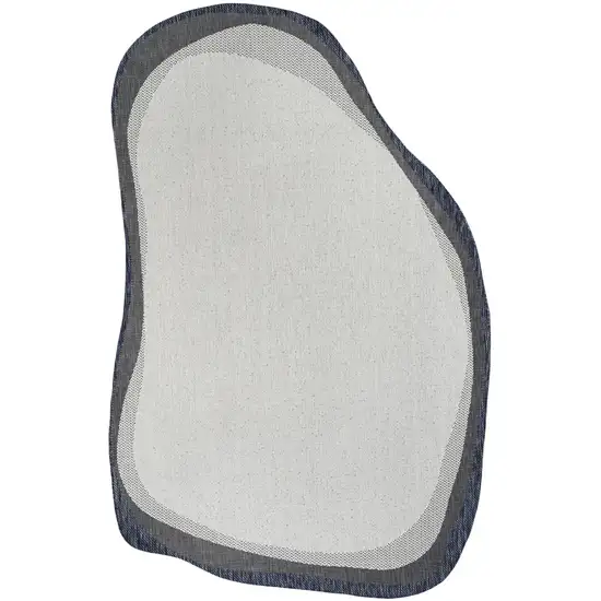 Cream And Navy Blue Abstract Indoor Outdoor Area Rug Photo 3