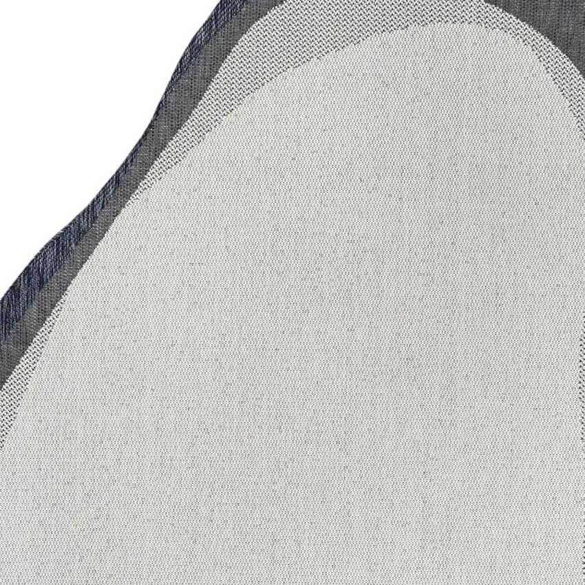 Cream And Navy Blue Abstract Indoor Outdoor Area Rug Photo 2